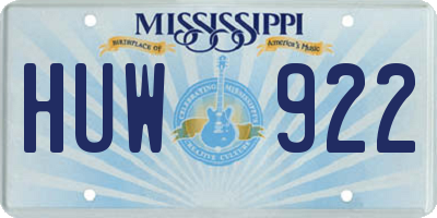 MS license plate HUW922