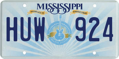 MS license plate HUW924