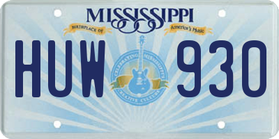 MS license plate HUW930