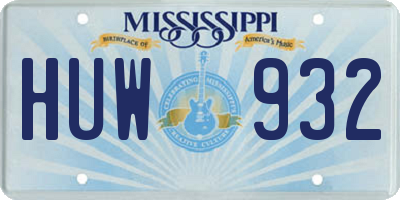 MS license plate HUW932