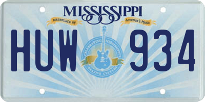 MS license plate HUW934