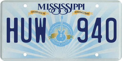 MS license plate HUW940