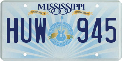 MS license plate HUW945