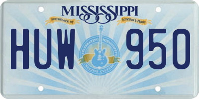 MS license plate HUW950