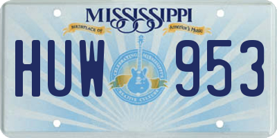 MS license plate HUW953