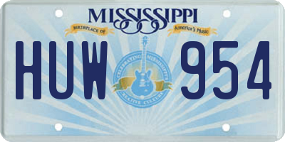 MS license plate HUW954