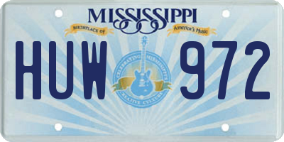 MS license plate HUW972