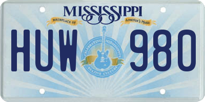 MS license plate HUW980