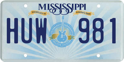 MS license plate HUW981