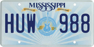 MS license plate HUW988