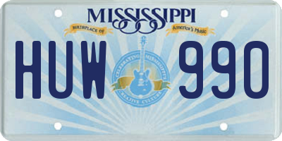 MS license plate HUW990
