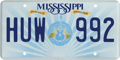 MS license plate HUW992