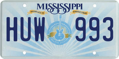 MS license plate HUW993