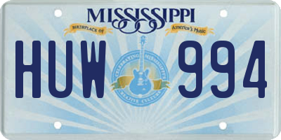 MS license plate HUW994
