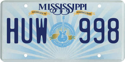 MS license plate HUW998