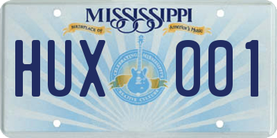 MS license plate HUX001
