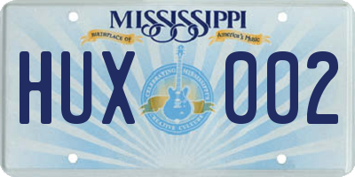 MS license plate HUX002