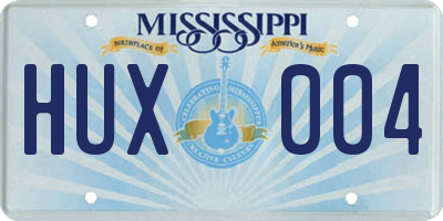 MS license plate HUX004