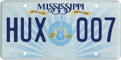 MS license plate HUX007