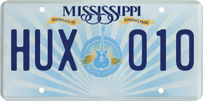 MS license plate HUX010