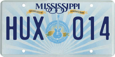 MS license plate HUX014