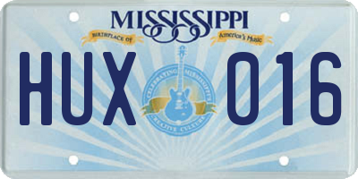 MS license plate HUX016