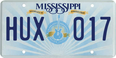 MS license plate HUX017