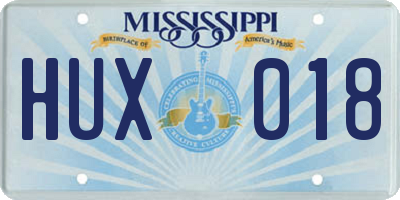MS license plate HUX018