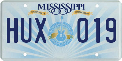 MS license plate HUX019