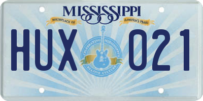 MS license plate HUX021