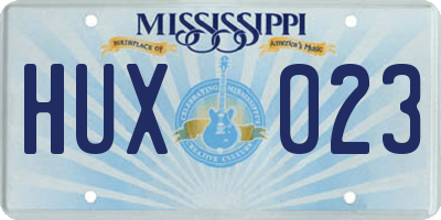 MS license plate HUX023