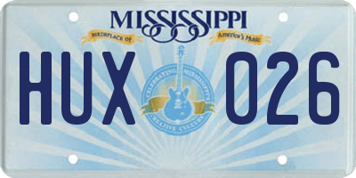 MS license plate HUX026