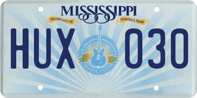 MS license plate HUX030