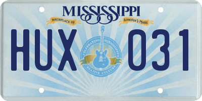 MS license plate HUX031