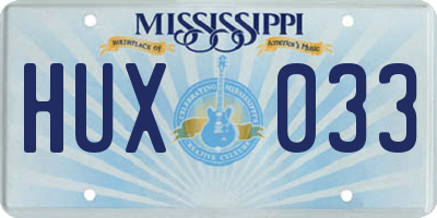 MS license plate HUX033