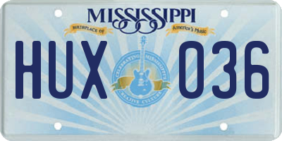 MS license plate HUX036