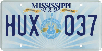 MS license plate HUX037