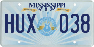MS license plate HUX038