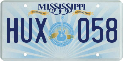 MS license plate HUX058