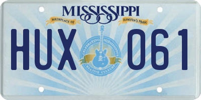 MS license plate HUX061