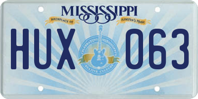 MS license plate HUX063