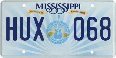 MS license plate HUX068