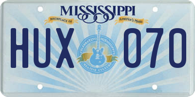 MS license plate HUX070