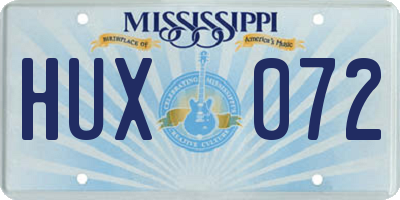 MS license plate HUX072