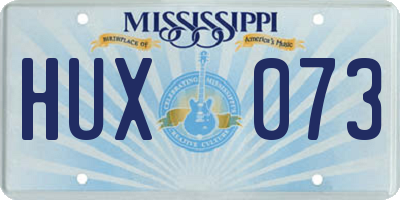 MS license plate HUX073
