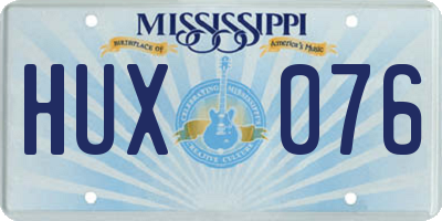 MS license plate HUX076