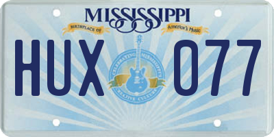 MS license plate HUX077
