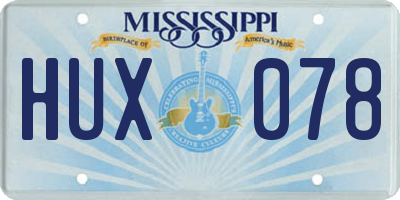 MS license plate HUX078