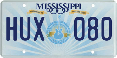 MS license plate HUX080