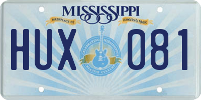 MS license plate HUX081